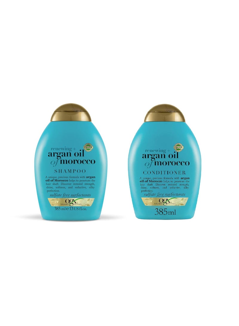 OGX Renewing plus Argan Oil of Morocco Hydrating Growth Hair Shampoo and Conditioner Combo  Argan Oil to Help Moisturize Soften and Strengthen Hair Paraben Sulfate Free Surfactants 770 ml