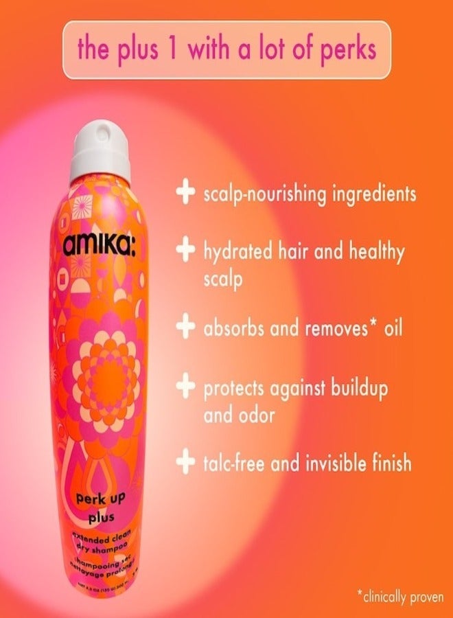 Amika Perk Up Plus Extended Clean Dry Shampoo – Talc-Free, Oil-Absorbing Formula with Ultra-Fine Rice Starch and Sea Buckthorn for Long-Lasting Freshness, Volume, and Scalp Care – 200 ml / 6.7 oz, Vegan & Cruelty-Free