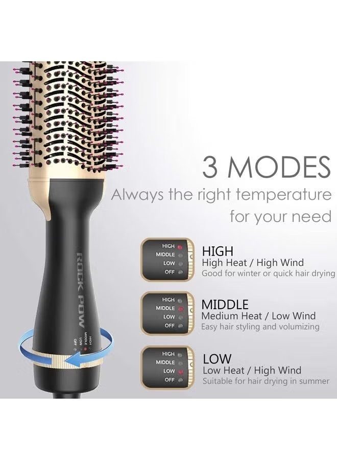 3-In-1 Multifunctional Hot Air Brush Styler Black/Golden