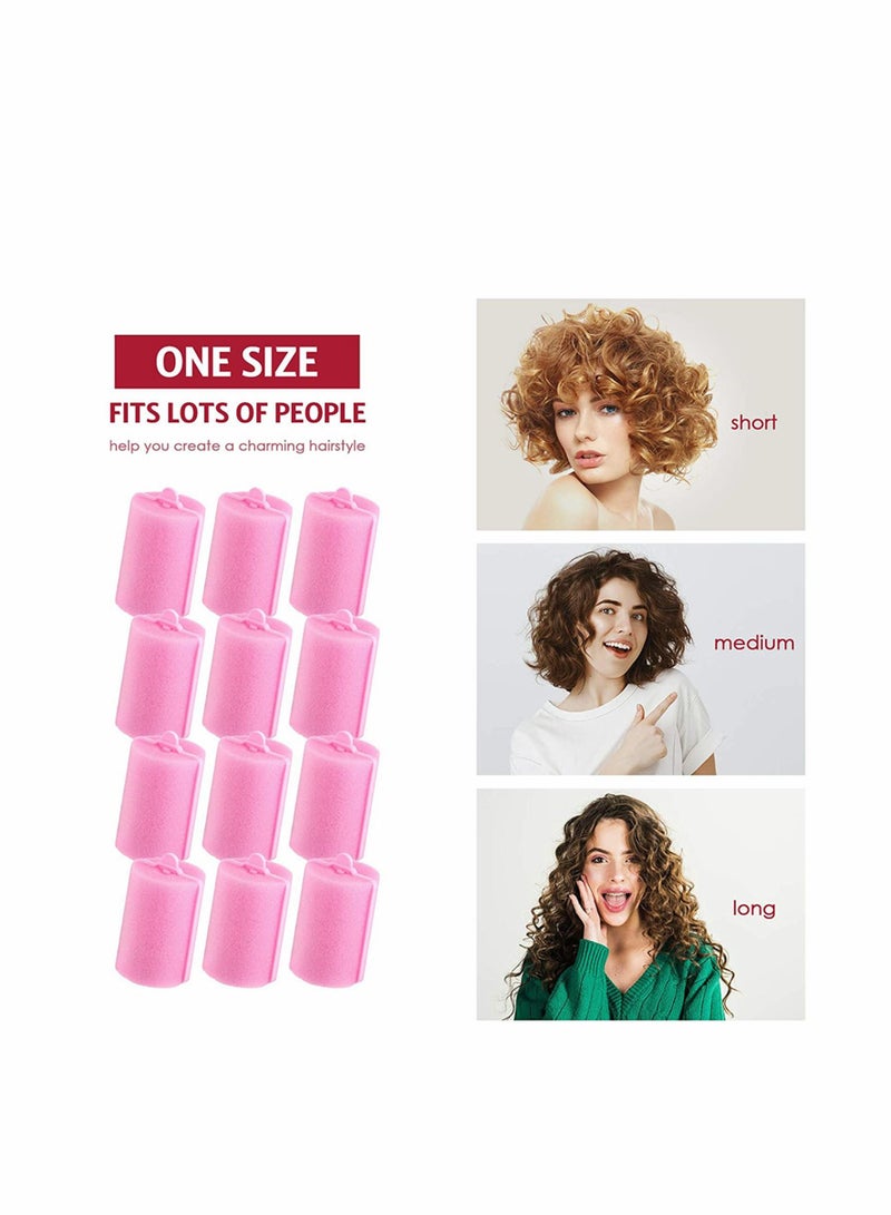 48 Pieces Foam Sponge Hair Rollers, Soft Sleeping Curler Flexible Styling Curler, Large Size Hairdressing Curlers for Women and Kids(1.57 inch/ 4.0 cm, Pink Dark Pink)