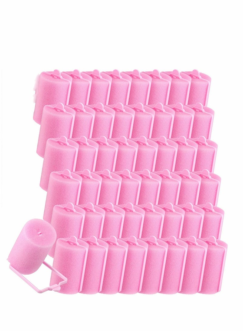 48 Pieces Foam Sponge Hair Rollers, Soft Sleeping Curler Flexible Styling Curler, Large Size Hairdressing Curlers for Women and Kids(1.57 inch/ 4.0 cm, Pink Dark Pink)