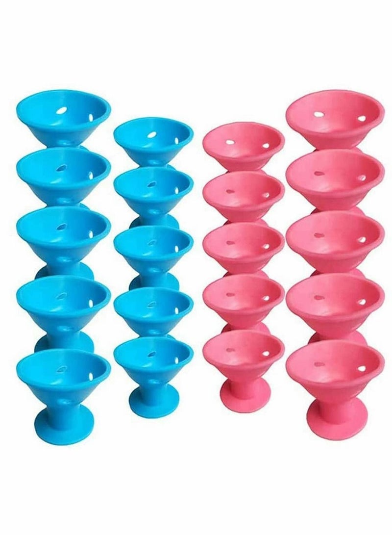 20 Packs Magic Hair Rollers, No Clip Heat Silicone Curlers Style Accessories. Damage to Hair, Easy Styling Sleep In Creative DIY Tools (10 Blue, 10 Pink)