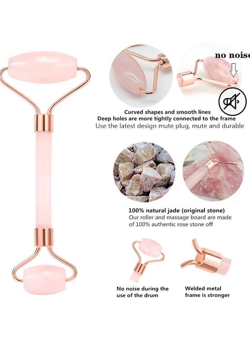Jade Roller Natural Rose Set Facial Body Massager Roller Jade Stone Massage Set Face Massage Tools