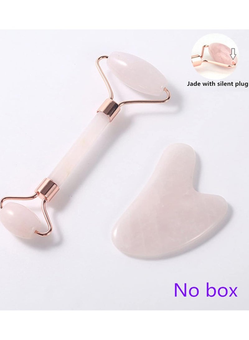 Jade Roller Natural Rose Set Facial Body Massager Roller Jade Stone Massage Set Face Massage Tools