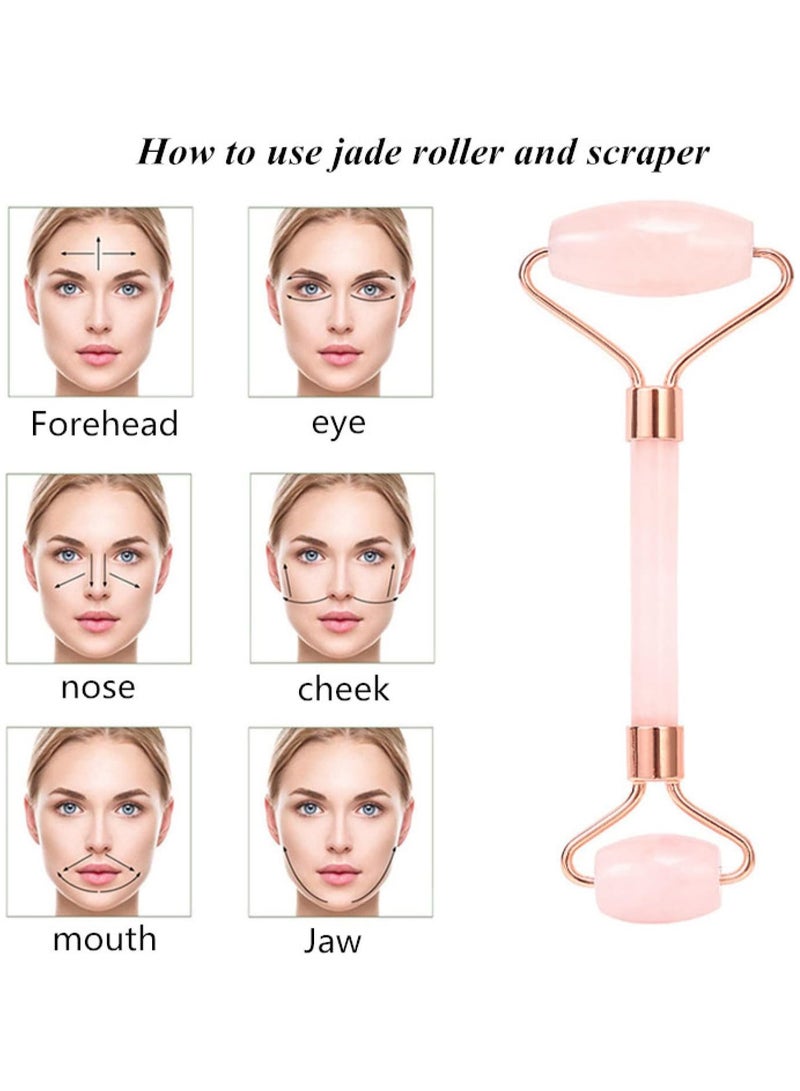 Jade Roller Natural Rose Set Facial Body Massager Roller Jade Stone Massage Set Face Massage Tools
