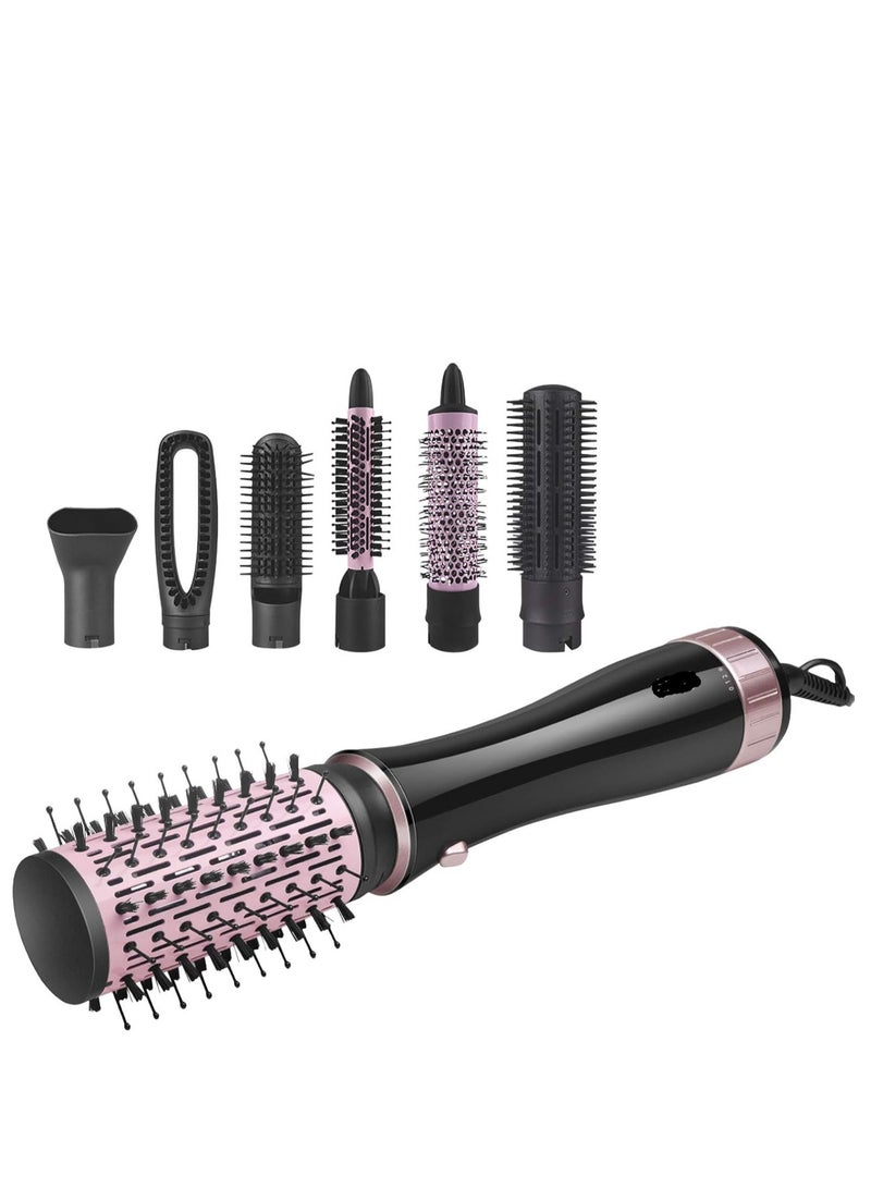 7-in-1 Hair Dryer Brush with 6 Interchangeable Barrels