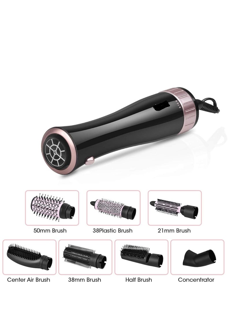 7-in-1 Hair Dryer Brush with 6 Interchangeable Barrels