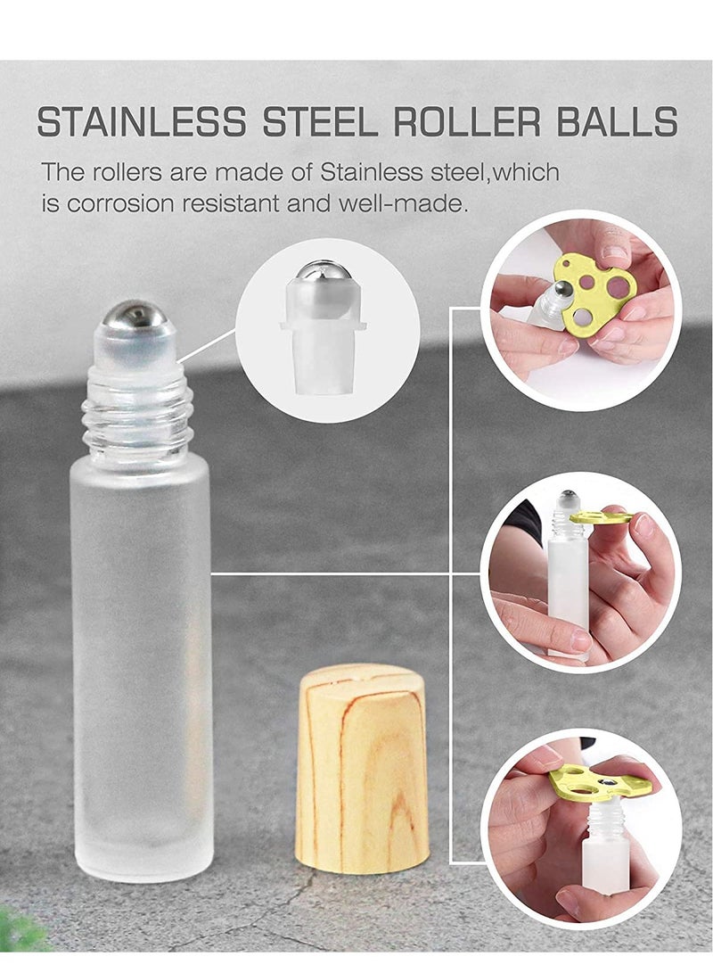 Essential Oil Roller Bottles, 10ml Roll on bottle with Stainless Steel Balls, 12 Pack Portable Refillable Clear Perfume Sample Bottles