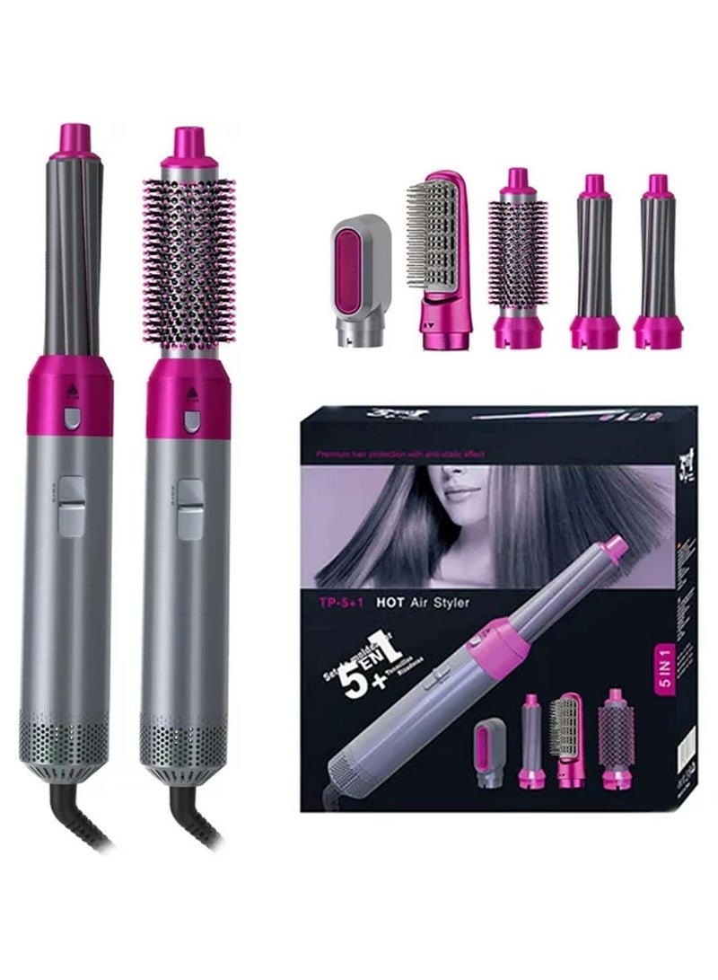5 in 1 Hair Dryer Styler multi-function Professional Styling Tool hair dryer (Grey/Pink)