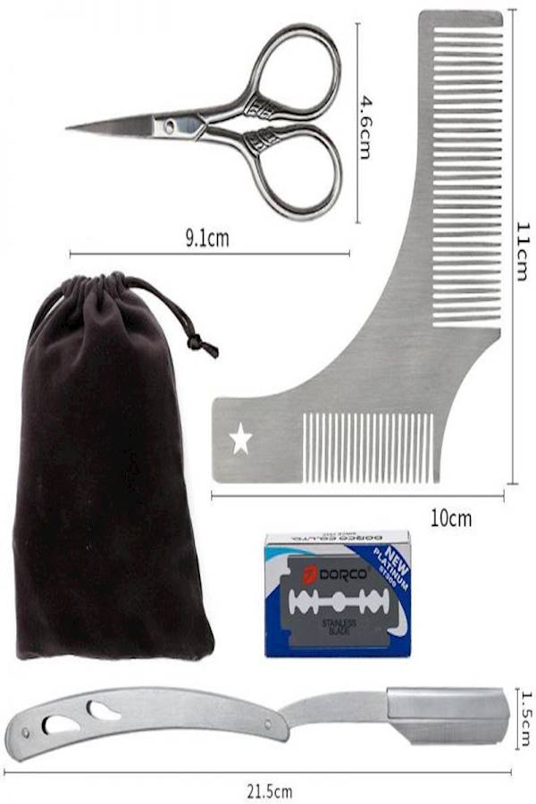 Beard Shaping Tool Set Silver