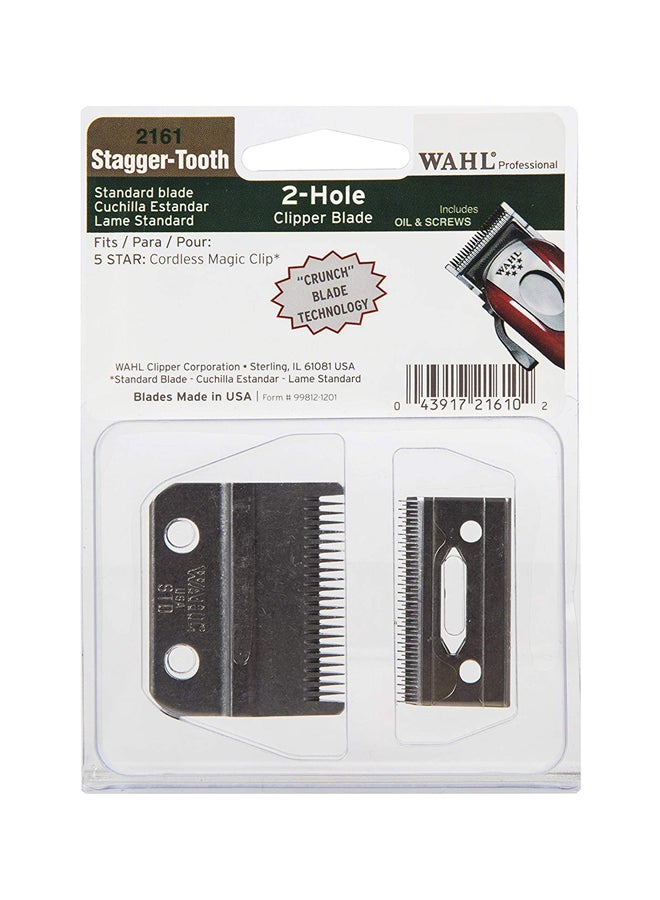 2-Hole Stagger-Tooth Clipper Blade Silver