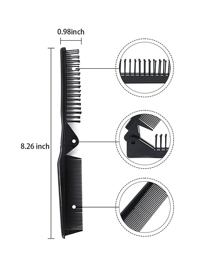 Portable Folding Double Headed Anti-Static Hair Comb Black
