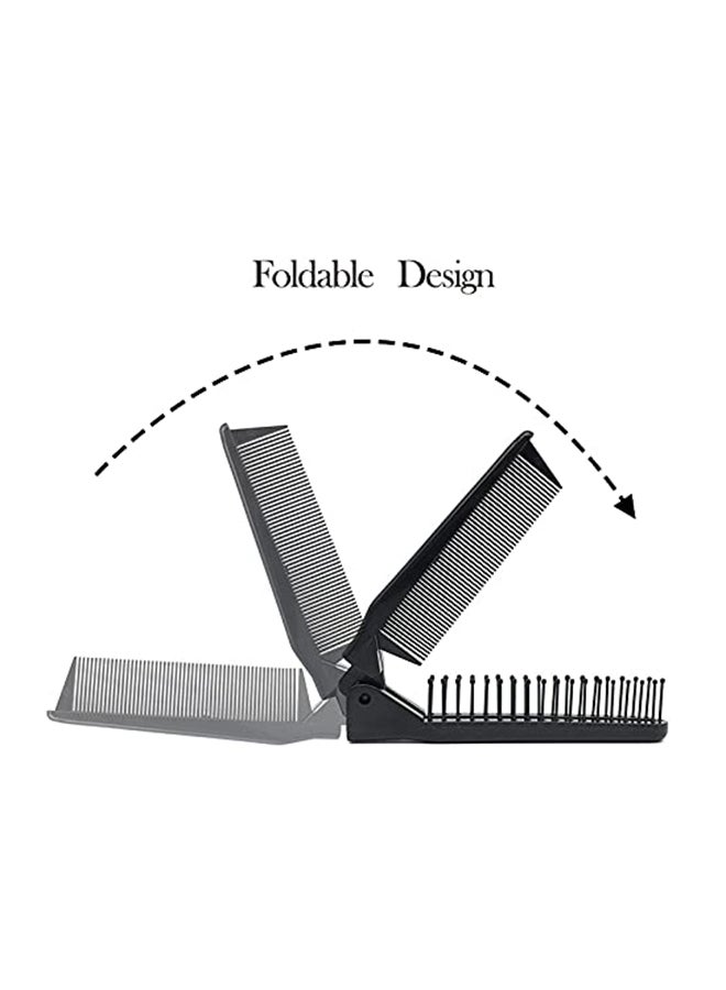 Portable Folding Double Headed Anti-Static Hair Comb Black