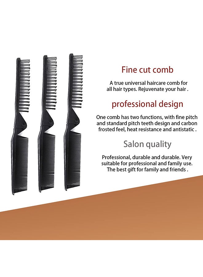 Portable Folding Double Headed Anti-Static Hair Comb Black