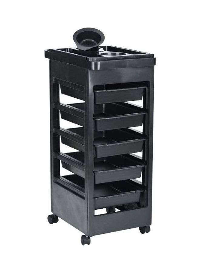 Hair Salon Trolley Rolling with 5 Drawers and Wheels Black