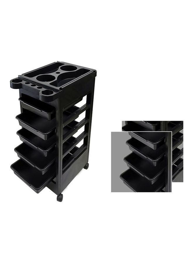 Hair Salon Trolley Rolling with 5 Drawers and Wheels Black