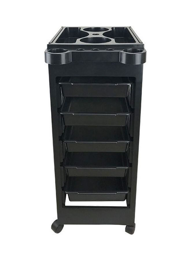 Hair Salon Trolley Rolling with 5 Drawers and Wheels Black