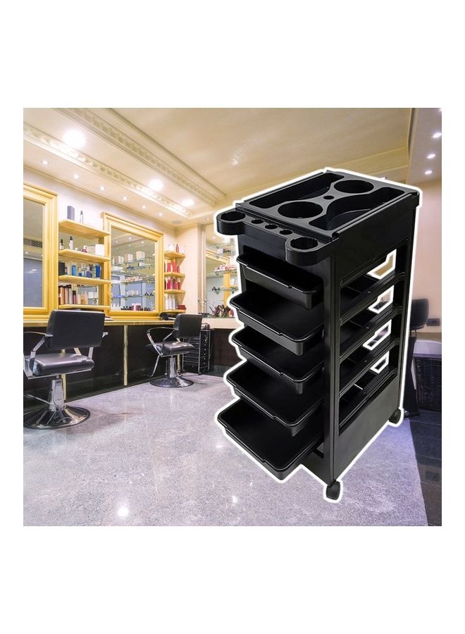 Hair Salon Trolley Rolling with 5 Drawers and Wheels Black