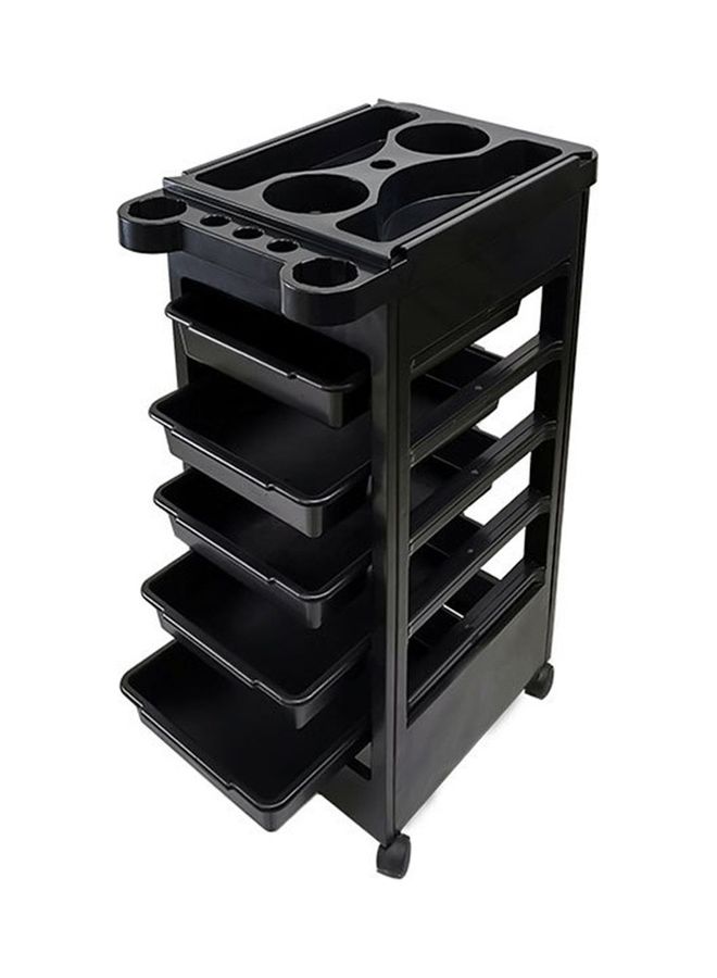 Hair Salon Trolley Rolling with 5 Drawers and Wheels Black