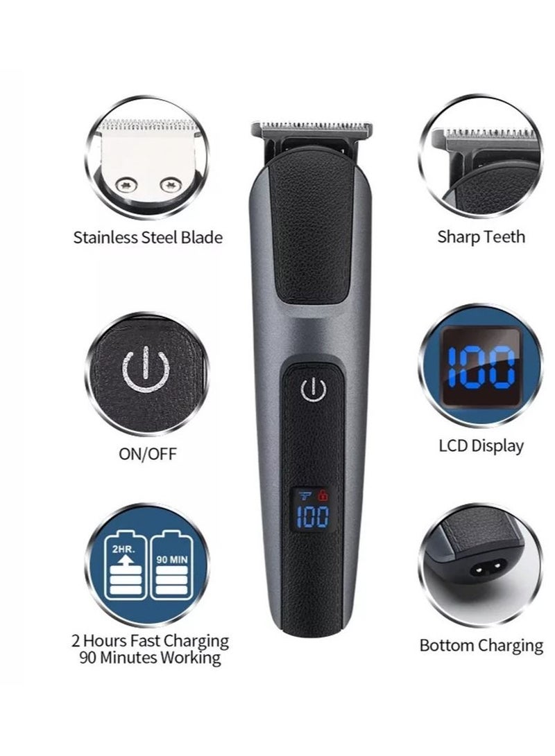 Rechargeable Multifunctional Electric Beard Trimmer for Men Professional, Hair Trimmer Beard Clippers Mustache Trimmer Body Nose Ear Face Trimmer Grooming Kit for Men