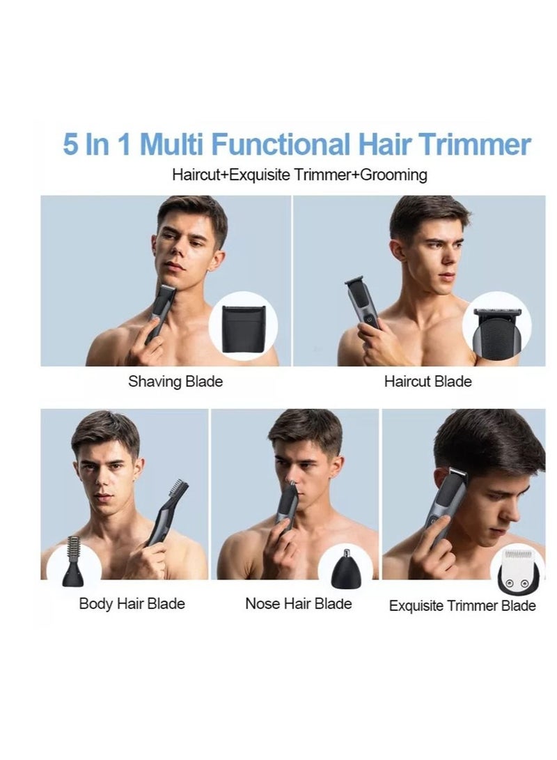 Rechargeable Multifunctional Electric Beard Trimmer for Men Professional, Hair Trimmer Beard Clippers Mustache Trimmer Body Nose Ear Face Trimmer Grooming Kit for Men