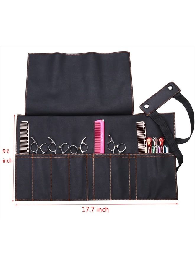 Hair Stylist Scissor Holder Pouch Cases for Hairdressers, Salon Tools Holster Bag, Soft Fabric Roll-Up Organiser