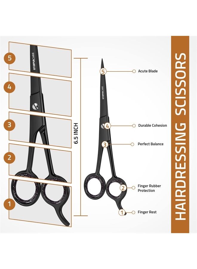 Hair Cutting and Hairdressing Scissors 6.5 Inch, Premium Stainless Steel shears with smooth Razor & Sharp Edge Blades, for Salons, Professional Barbers, Men & Women, Kids, Adults, & Pets.