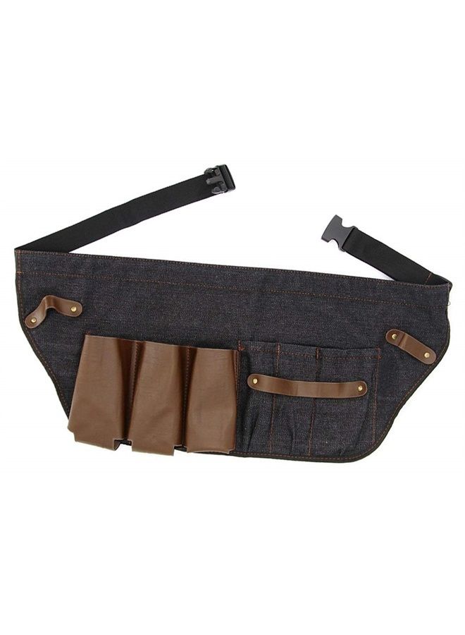 Hair Stylist Tool Belt, Salon Hairdresser Barber Hair Tool Belt Bag-Denim Fabricas and Real Leather