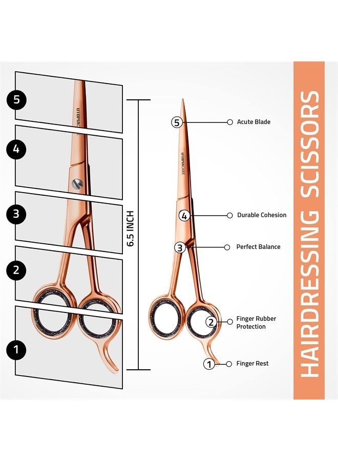 Hair Cutting and Hairdressing Scissors 6.5 Inch, Premium Stainless Steel shears with smooth Razor & Sharp Edge Blades, for Salons, Professional Barbers, Men & Women, Kids, Adults, & Pets.