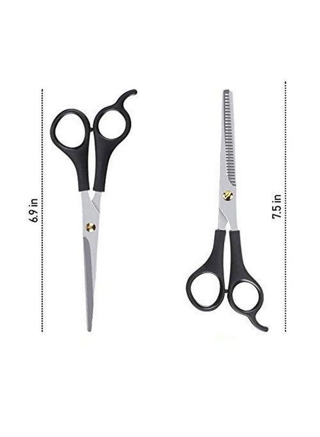 5 Pcs Professional Hair Cutting Scissors Set; Thinning/Trimming Shears Sharp Barber Styling Scissorssalon Barber Folding Shaving Razor For Mengrooming Comb Hair Cutting Cape/Apron