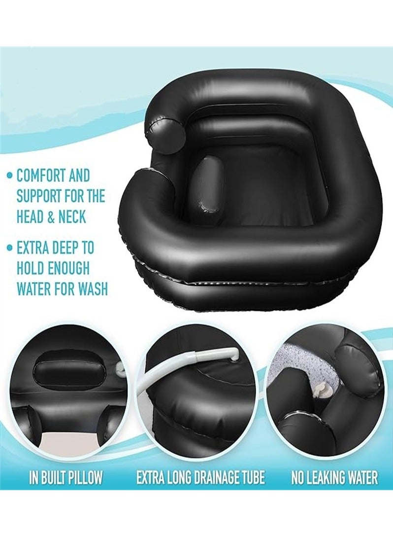 Portable inflatable shampoo basin (black)