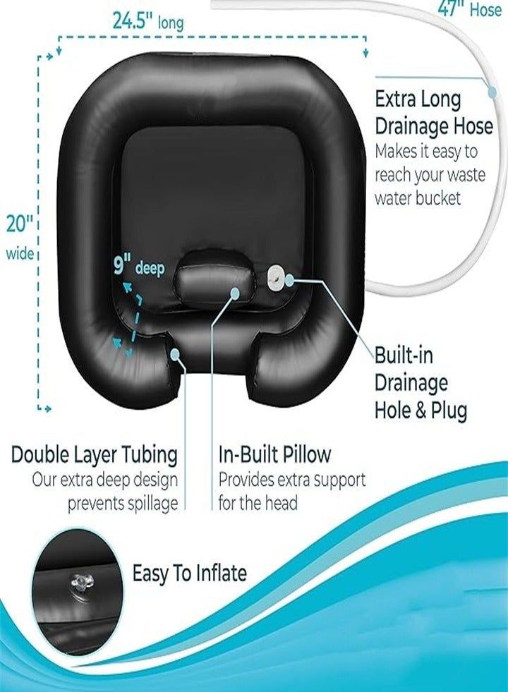 Portable inflatable shampoo basin (black)