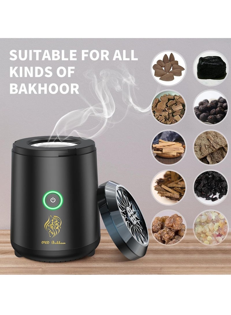 Portable Mini Electric Bukhoor Burner Stylish Portable Incense Burner USB Rechargeable Bakhoor burner Electric Arabic Mubkhara Device for Home Office and Car-BK18