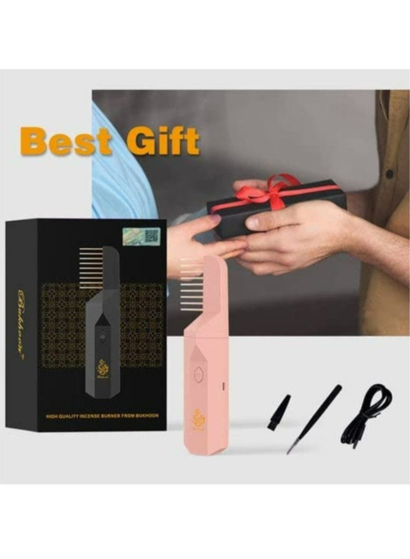 USB Rechargeable Comb Electric Bakhoor Luxury Incense Burner B26 White