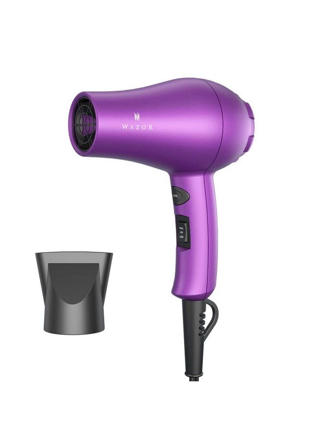 Compact 1000W Blow Dryer For Kids & Pour Painting Mini Travel Hair Dryer For Rv Ionic Lightweight Dryer With Concentrator Cool Shot Button Purple