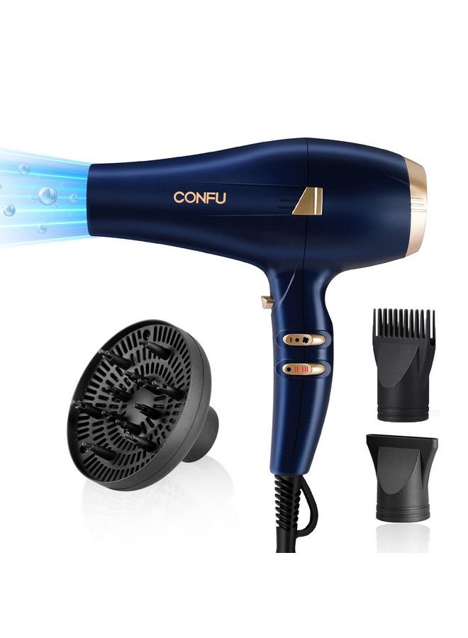 Hair Dryer 1875W Professional Salon Blow Dryer With Diffuser And Concentrator Nozzles Negative Ionic Hair Blow Dryer 2 Speed 3 Heat Quick Drying Suitable For Hairdressers Family Styling