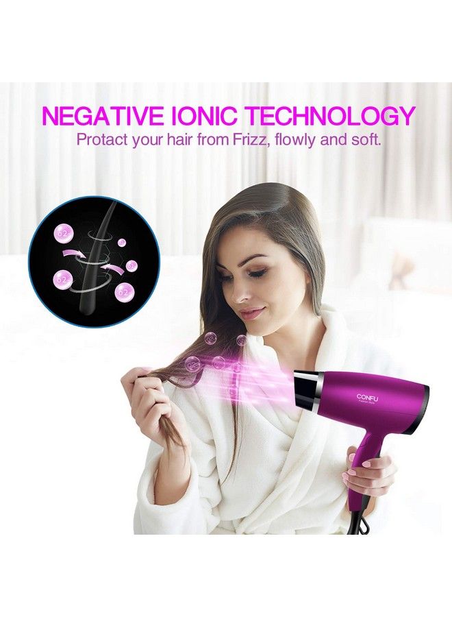 Hair Dryer 1600W Ceramic Tourmaline Travel Hair Dryer With Folding Handleconfu Lightweight