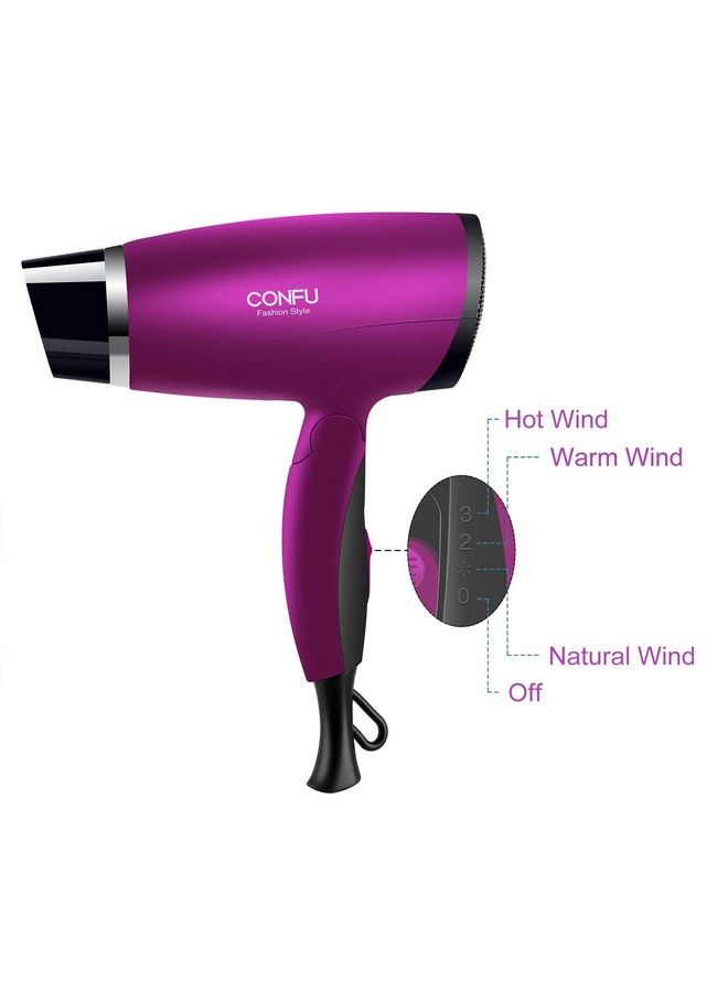 Hair Dryer 1600W Ceramic Tourmaline Travel Hair Dryer With Folding Handleconfu Lightweight