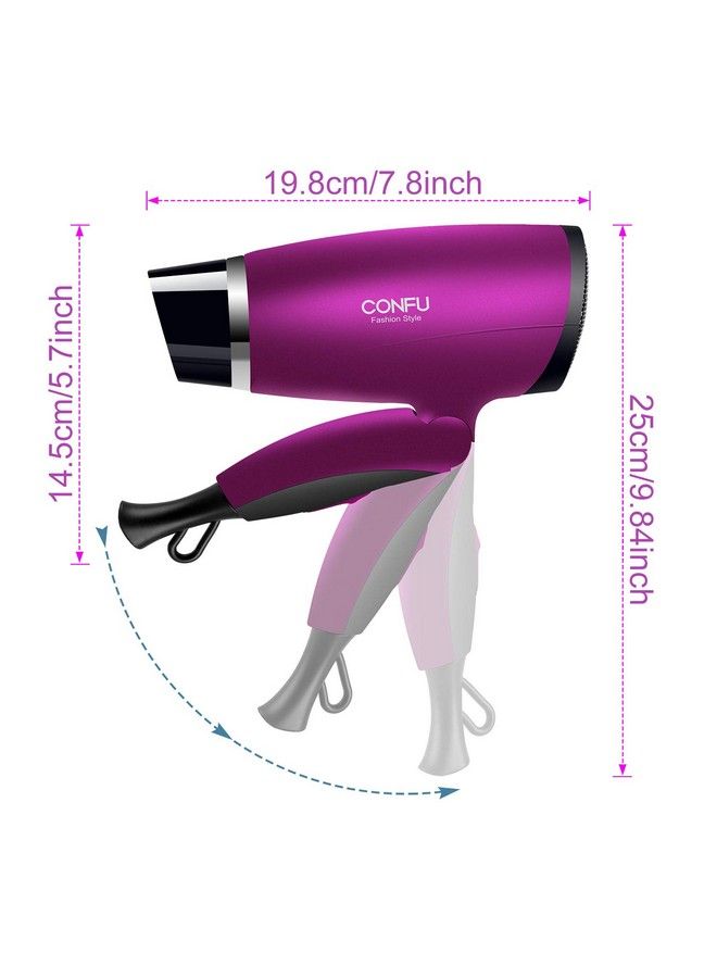 Hair Dryer 1600W Ceramic Tourmaline Travel Hair Dryer With Folding Handleconfu Lightweight