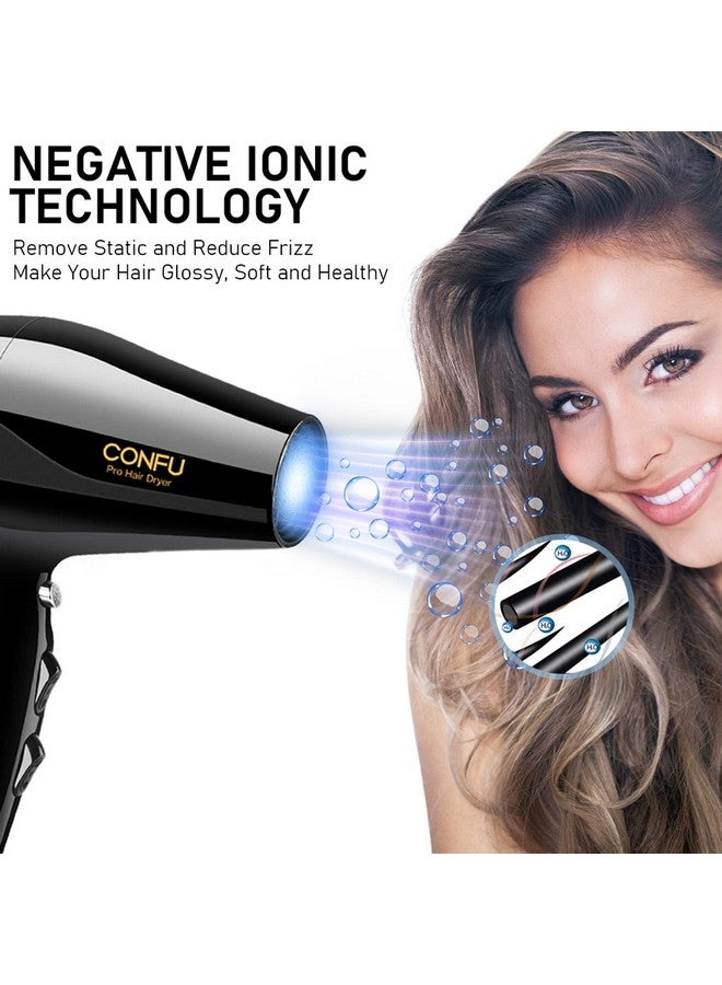 Professional Ionic Hair Dryer With Diffuser Confu Salon Blow Dryer 1875W Negative Ions Ceramic Quick Drying Hair Dryers Ac Motor Pro Hair Blow Dryer Concentrator Nozzles