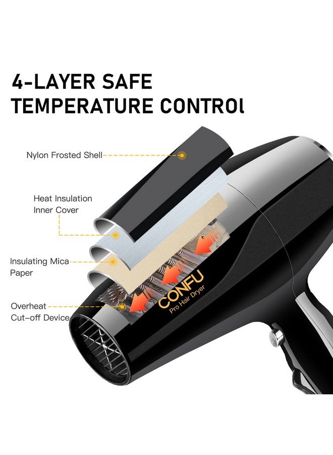 Professional Ionic Hair Dryer With Diffuser Confu Salon Blow Dryer 1875W Negative Ions Ceramic Quick Drying Hair Dryers Ac Motor Pro Hair Blow Dryer Concentrator Nozzles