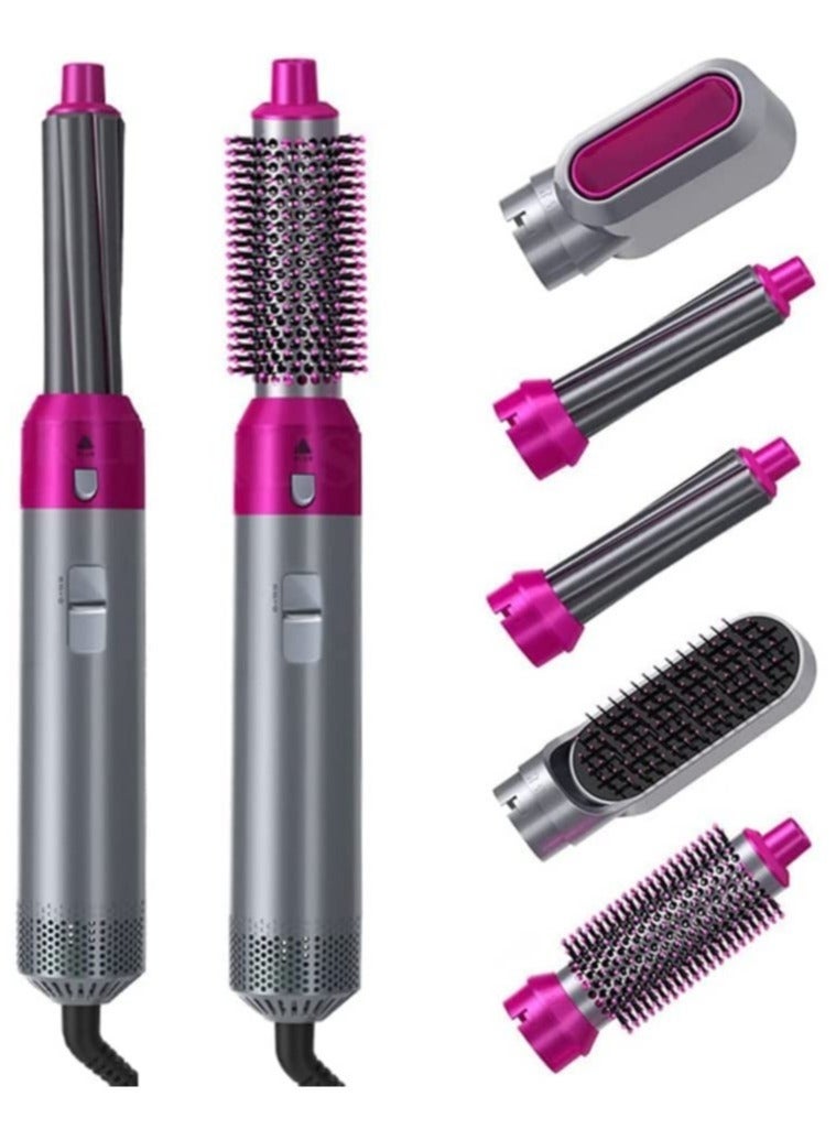 5 in 1 Hot Air Brush | Hair Dryer, Hair Styler, and Styler All-in-One with Interchangeable Attachments | for All Hair Types | Negative Ion Technology | Perfect for Travel