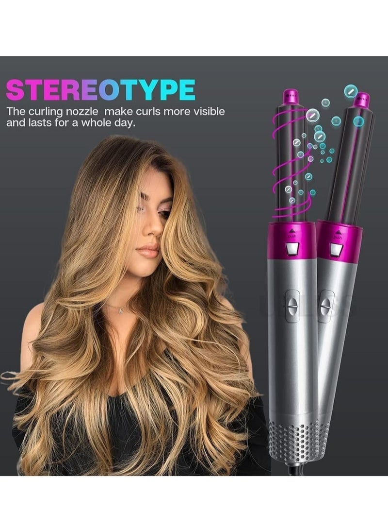 5 in 1 Hot Air Brush | Hair Dryer, Hair Styler, and Styler All-in-One with Interchangeable Attachments | for All Hair Types | Negative Ion Technology | Perfect for Travel