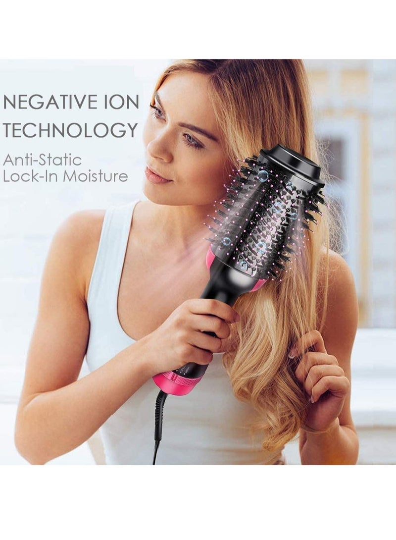 One-Step Hair Dryer Comb, 2-In-1 Multifunctional Negative Ion Straightener Curler Curling Brush Hot Air Comb Auto Rotating Hair Styler Tool for All Hair Types (us plug)