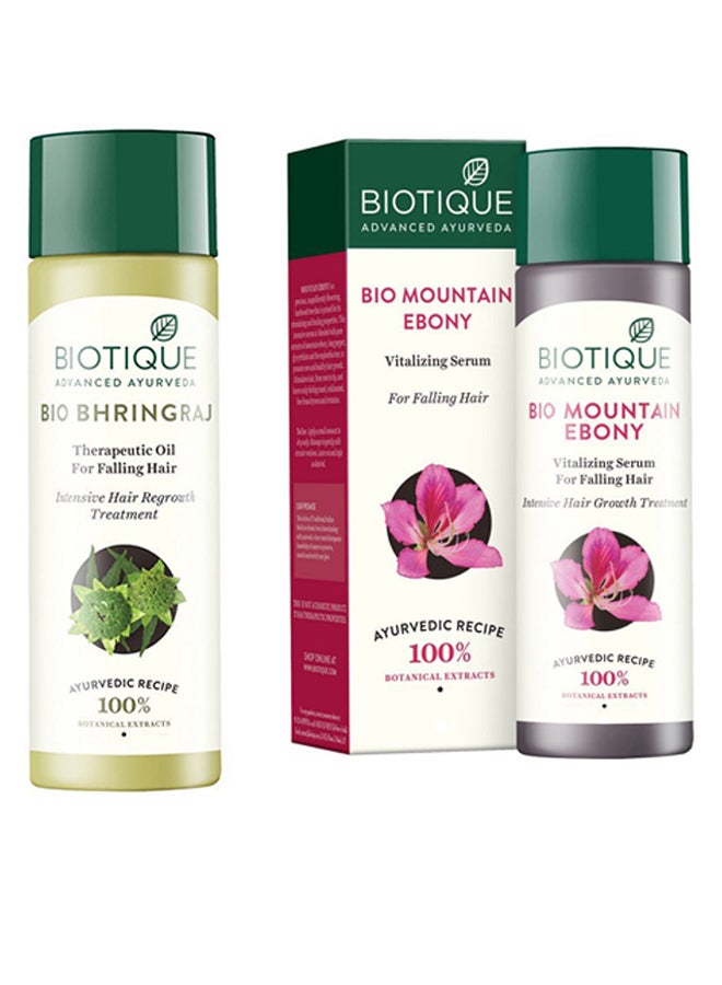 Bio Bhringraj Fresh Growth Therapeutic Oil With Mountain Ebony Vitalizing Serum (Therapeutic Oil 200ml, Bio Mountain Ebony Vitalizing Serum 120ml)