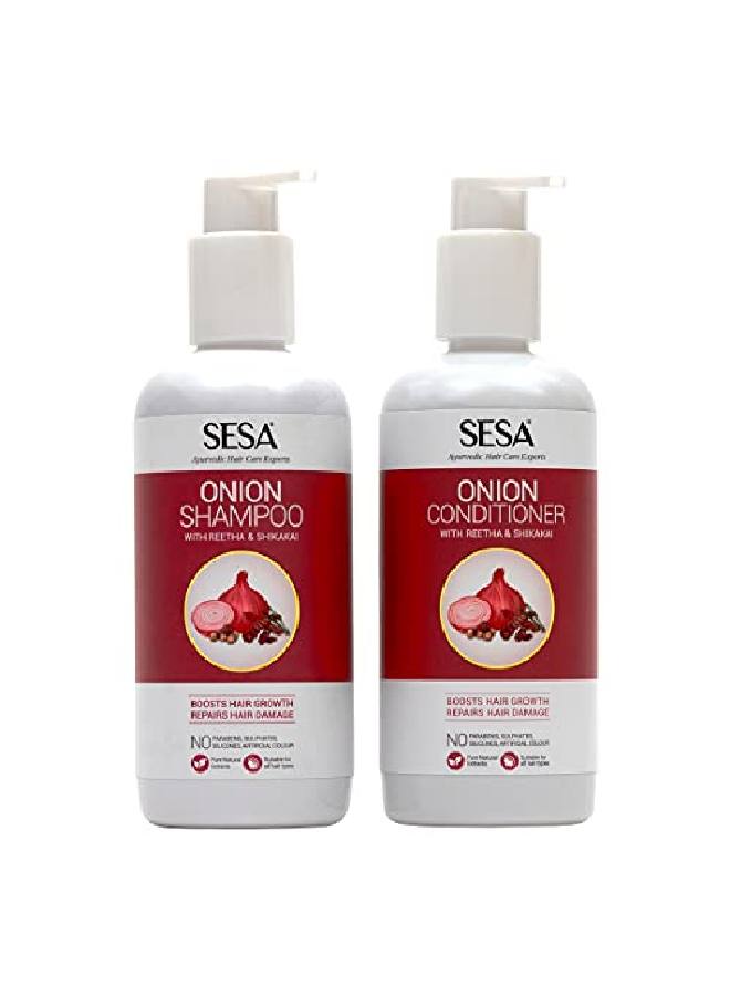 Onion AntiHair Fall Combo for Complete Hair Care| Onion Shampoo 300ml + Onion Conditioner 300 ml