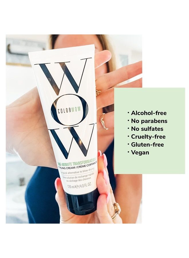 Color Wow One Minute Transformation – Instant frizz fix; Nourishing styling cream smooths, tames + defrizzes on the spot; Avocado oil + Omega 3's hydrate, repair for silkier, smoother texture