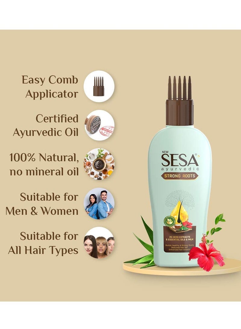 Sesa Ayurvedic Strong Roots Oil with 26 Herbs 6 Oils for Hair Fall Control Hair Growth 200ml