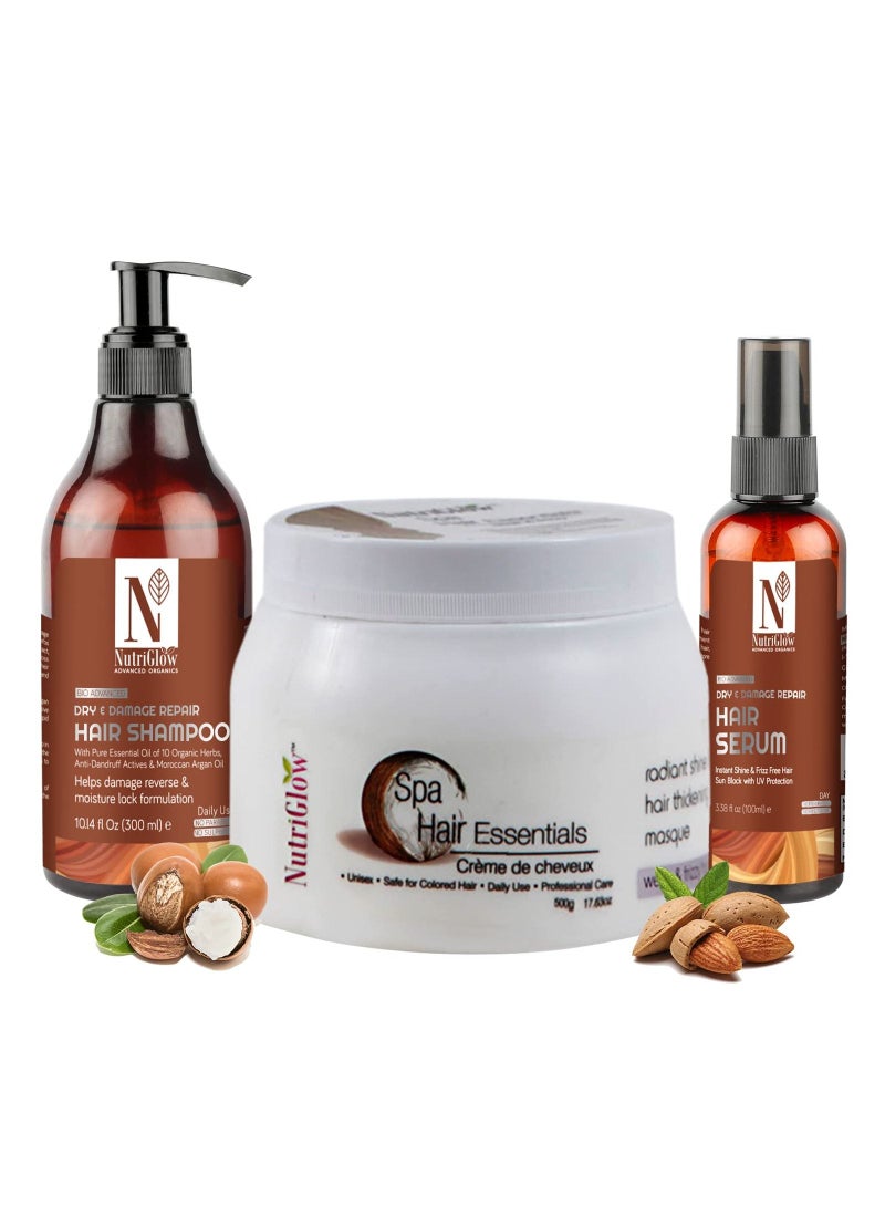 Hair And Care Hair Spa 500gm Organics Hair Serum 100ml And Organics Shampoo 300ml Pack Of 3