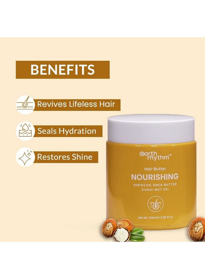 Kukui Nut Shea Butter & Hibiscus Hair Butter For Straight Fine Hair 100 Gm ; Restores Shine Seals Hydration Revives Lifeless Hair